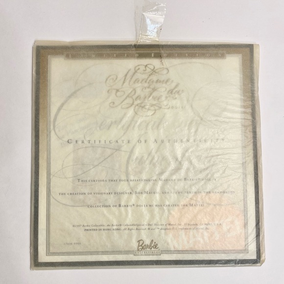 🌹🍃New In Box-1997 Bob Mackie-Limited Edition “Madame Du” Porcelain Barbie Doll - Picture 10 of 16